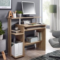 FineBuy Computertisch 94x90,5x48,5 cm Laptop Tisch Modern mit Tastaturauszug, PC-Tisch mit Drucker-Ablage platzsparend, Schreibtisch für kleine Räume mit Ablage