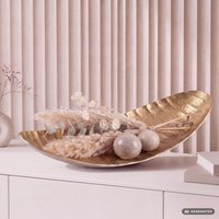 FineBuy Dekoschale Oval Aluminium Schale 60cm - Design Schmuckschale Metall Wohnzimmer - Alu Wohnaccessoire Modern - Metallschale Dekoration - Aluschale lang sc