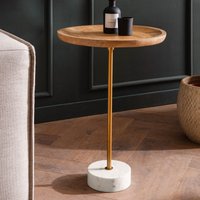 FineBuy Beistelltisch Mango Massivholz Echter Marmor 40x40x55 cm Anstelltisch, Kleiner Abstelltisch Rund, Wohnzimmertisch Couch Modern, Sofatisch Hoch – Ansicht 1