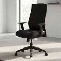 FineBuy Bürostuhl Bezug Stoff Schwarz Schreibtischstuhl Design Chefsessel Armlehne Drehstuhl Polsterung 120 kg