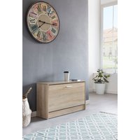 FineBuy Schuhbank SPLIT mit Sitzfläche Schuhkipper Holz 80 x 47 x 24 cm, Flurbank klein geschlossen, Sitzbank schmal Flur mit Stauraum, Schuhschrank einzeln Gar