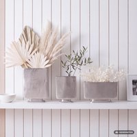 FineBuy Deko Vase 3er Set Aluminium Blumenvase Modern, Dekovase Eckig 3-teilig für Blumen, Alu Tischvase Wohndeko Metall Tischdeko Handgefertigt