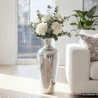 FineBuy Bodenvase Aluminium Silber - Blumenvase Groß - Metallvase im Discokugel Design Modern - Dekovase rund für Trockenblumen - XL Standvase Hoch - Wohnzimmer – Ansicht 1