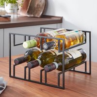 FineBuy Weinflaschenhalter für 6 Flaschen 29x21x25 cm Weinregal Schwarz Metall, Flaschenhalter Eisen Modern, Weinständer Weinhalter Tisch Küche – Ansicht 1
