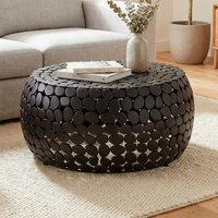FineBuy Couchtisch Aluminium rund 66x32 cm - Design Sofatisch Wohnzimmer – Moderner Wohnzimmertisch Metall – Runder Loungetisch – Alu Beistelltisch Handmade – Ansicht 1