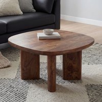 FineBuy Couchtisch Mango Massivholz 60cm quadratisch - Handgefertigter Wohnzimmertisch aus Echtholz mit abgerundeten Kanten im modernen Design Handmade – Ansicht 1