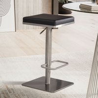 FineBuy Barhocker Schwarz Kunstleder Edelstahl Barstuhl Modern, Design Tresenstuhl Drehbar Gepolstert, Bistrohocker Metall Hoch, Thekenhocker Höhenverstellbar, 
