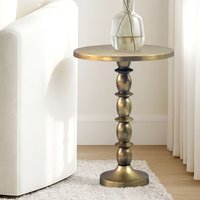 FineBuy Beistelltisch Gold 40cm Aluminium Tisch Rund - Anstelltisch Raw Finish - Design Wohnzimmertisch Dekotisch - Metalltisch Orientalisch Modern - Sofatisch  – Ansicht 1