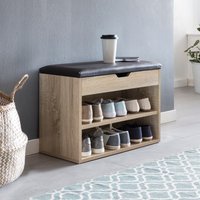 FineBuy Schuhbank mit Sitzfläche Garderoben-Bank Holz 60 x 40 x 30 cm, Holzbank klein gepolstert, Sitzbank schmal Flur mit Stauraum, Truhenbank Schuhtruhe Flurm