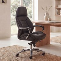 FineBuy Designer Bürostuhl Bezug Echtleder Schreibtischstuhl bis 120 kg, XXL Design Chefsessel höhenverstellbar, Drehstuhl ergonomisch mit Armlehnen & hoher Rüc – Ansicht 1