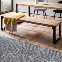 FineBuy Esszimmerbank Akazie Massivholz Metall Industrial, Esstischbank Holzbank Massiv ohne Lehne, Küchenbank Essbank Modern, Sitzbank Esszimmer – Ansicht 1