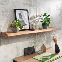 FineBuy Wandregal mit Baumkante Akazie Massivholz, Design Schweberegal Wandboard Massiv, Regal Holz Natur, Landhausstil Hängeregal