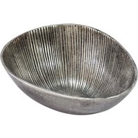 FineBuy Obstschale Schale Metall 30cm Tischdeko Oval - Moderner Obstkorb Rillen-Design aus Aluminium - Elegante Metallschale - Alu Früchteschale Handmade