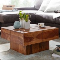 FineBuy Couchtisch 57,5x57,5x30 cm Sheesham Massivholz Sofatisch Quadratisch, Design Wohnzimmertisch Kaffeetisch Massiv, Kleiner Tisch Wohnzimmer Modern – Ansicht 1