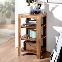 FineBuy Standregal Massiv-Holz Sheesham 80 cm Wohnzimmer-Regal mit 3 Ablagefächer Design Landhaus-Stil Beistelltisch – Ansicht 1