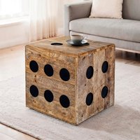 FineBuy Würfelhocker Mango Massivholz 41x41x41 cm, Design Sitzwürfel & Beistelltisch in Würfelform, Holzwürfel Deko & Couchtisch, Robuster Holzhocker im XXL Spi