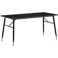 FineBuy Esszimmertisch Schwarz Esstisch in Marmor-Optik Modern, Küchentisch mit Metallbeinen, Speisetisch Rechteckig, Tisch Esszimmer – Ansicht 1