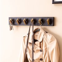 FineBuy Wandgarderobe Mango Massivholz 60cm - Garderobenpaneel massiv Holz - Wand Garderobenleiste Hakenleiste 6 Kleiderhaken – Ansicht 1