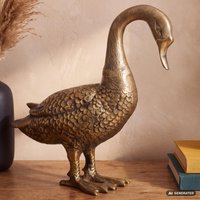 FineBuy Dekofigur Gans Aluminium Gold 46 cm Wohndekoration Tischdekoration, Design Metall Deko Alu Modern, Tischdeko Wohndeko Aluminiumdekoration, Dekoration Wo
