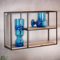 FineBuy Wandregal 60x40x18 cm Mango Massivholz / Metall Hängeregal Rechteckig, Kleines Design Schweberegal Industrial, Regal Hängend Wohnzimmer, Bücherregal Wan – Ansicht 1
