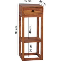 Massiver Beistelltisch PATAN Holz Massiv 90 x 35 x 35 cm, Telefontisch mit Schublade für Flur Anrichte, Moderne Konsole mit Ablage – Ansicht 1