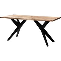 FineBuy Schreibtisch Akazie Massivholz Computertisch Loft-Style, Homeoffice Bürotisch mit Metallbeinen, Holztisch Industrial Groß, Laptoptisch Arbeitszimmer Rec – Ansicht 1