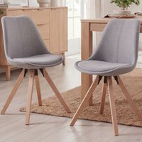 FineBuy Design Esszimmerstühle 2er Set SV43580 Skandinavische Stühle mit Holzbeinen, Retro Stuhlset Bunt, Küchenstühle mit Stoff, Lehnenstuhl Modern, Küchenstuh