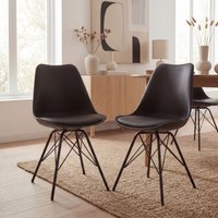 FineBuy Esszimmerstuhl 2er Set Küchenstuhl Kunststoff Skandinavisches Design, Schalenstuhl mit Kunstleder-Bezug, Polsterstuhl Stuhl Gepolstert
