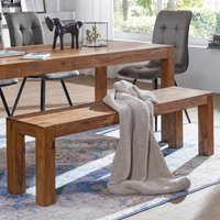 FineBuy Esszimmer Sitzbank Massiv-Holz Sheesham Holz-Bank Natur-Produkt Küchenbank im Landhaus-Stil Größe wählbar – Ansicht 1