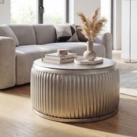 FineBuy Couchtisch Metall Rund 60cm mit abnehmbarer Tischplatte - Design Wohnzimmertisch mit Stauraum - Extravaganter Loungetisch Metall - Moderner Sofatisch -  – Ansicht 1