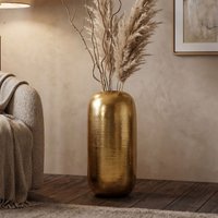 FineBuy Bodenvase Aluminium Gold - Dekovase groß - Standvase rund modern - Vase Metall für Blumen - Design Wohnzimmer Deko - Wohndeko Handmade – Ansicht 1
