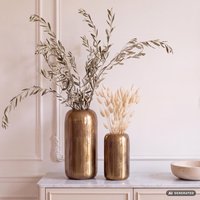 FineBuy Deko Vase 2er Set Aluminium Zylinder Blumenvase Modern, Dekovase Rund 2-teilig für Blumen, Alu Tischvase Wohndeko Metall Tischdeko Handgefertigt