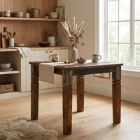FineBuy Esstisch quadratisch 80 cm Mango Massivholz – Quadratischer Shabby Chic Tisch im Bootsholz Design, Landhaus Esszimmertisch massiv, Küchentisch für 4 Per – Ansicht 1