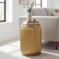FineBuy Beistelltisch Metall Rund 35cm mit abnehmbarer Tischplatte - Design Wohnzimmertisch mit Stauraum - Extravaganter Couchtisch Rillenoptik - Moderner Sofat – Ansicht 1