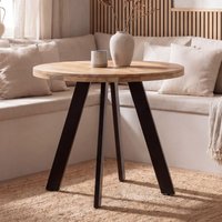 FineBuy Esstisch rund Ø 80 cm Mango Massivholz – Moderner Küchentisch mit Metallbeinen, Design Holztisch für 3 Personen, kleiner Esszimmertisch im Industrial St