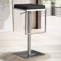 FineBuy Barhocker Schwarz Kunstleder Edelstahl Design Barstuhl Modern, Tresenstuhl Drehbar Gepolstert, Bistrohocker Metall Hoch, Thekenhocker Höhenverstellbar, 