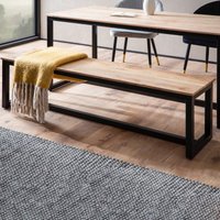 FineBuy Esszimmerbank Akazie Massivholz Metall Loft-Style, Esstischbank Holzbank Massiv ohne Lehne, Küchenbank Essbank Industrial, Sitzbank Esszimmer – Ansicht 1