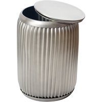 FineBuy Beistelltisch Metall Rund 35cm mit abnehmbarer Tischplatte - Design Wohnzimmertisch mit Stauraum - Extravaganter Couchtisch Rillenoptik - Moderner Sofat