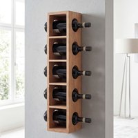 FineBuy Weinregal Massiv-Holz Flaschen-Regal Design Wandmontage für 5 Flaschen Holzregal modern mit Ablage 70 cm – Ansicht 1