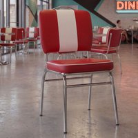 FineBuy Esszimmerstuhl American Diner 50er Jahre Retro Stuhl, Sitzfläche mit Rückenlehne, Sitzhöhe 47 cm