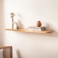 FineBuy Wandregal Akazie Massivholz - Schwebendes Design Regal für die Wand Holz massiv - Hängeregal in organischer Form - Wandboard aus Echtholz