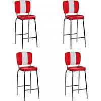 FineBuy 4er Set Barhocker American Diner 50er Jahre Retro Barstuhl, Sitzfläche mit Rücken-Lehne, Fußstütze, Sitzhöhe 76 cm – Ansicht 1