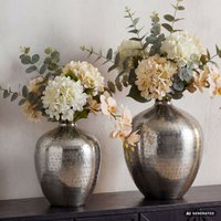 FineBuy Tischvase 2er Set Aluminium - Dekovase rund - Metall Vase modern - Wohnzimmer Deko Alu - Design Vase Tisch Dekoration Handmade – Ansicht 1