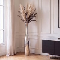 FineBuy Deko-Vase Design Aluminium-Dekoration Wohndeko modern Blumenvase Farbe silber Tischdeko Designvase Tischvase – Ansicht 1