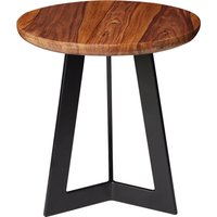 FineBuy Beistelltisch SV51462 Sheesham Holz Metall Couchtisch, Industrial Style Echtholz Hocker Wohnzimmer, Holztisch Sofatisch Metallbeine, Anstelltisch Dekoti – Ansicht 1