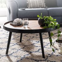 FineBuy Couchtisch Rund 76cm Skandinavisches Design Eiche – Moderner MDF Wohnzimmertisch mit 4 schwarzen Beinen, Sofatisch mit Ablagefläche für Wohnzimmer – Ansicht 1