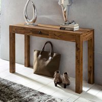 FineBuy Konsolentisch Massivholz Konsole mit 1 Schublade Schreibtisch 120 x 40 cm Landhaus Sideboard Farbe wählbar