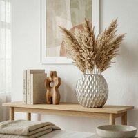 FineBuy Tischvase Aluminium 33,5cm - Dekovase rund mit Rautenmuster - Metall Vase modern - Wohnzimmer Deko Alu - Design Vase flach Tisch Dekoration Handmade – Ansicht 1