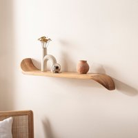 FineBuy Wandregal Mango Massivholz · Hängeregal mit geschwungenen Enden · Handgefertigtes Schwebendes Regal im modernen Design · Regalbrett aus Echtholz – Ansicht 1