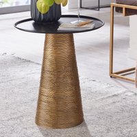 FineBuy Beistelltisch rund 40 cm Metall gold - Orientalischer Design Wohnzimmertisch aus Alu - Kleiner Aluminium Couchtisch - Sofatisch Dekotisch – Ansicht 1